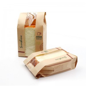 Brown Bread Kraft Paper Packing Bags With Window FCS SGS FDA Certified