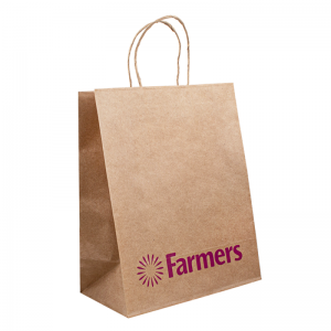 Recyclable kraft brown paper bag with rope handle your logo flat handle kraft shopping paper bag