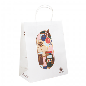custom Recyclable Kraft Paper Bag With Your Own Logo, Custom Shopping Paper Bag For Food With Handle