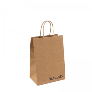 Printed custom to go paper bag, take away bag handle, food takeaway Kraft bag
