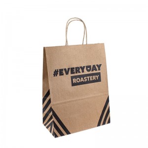 Wholesale Custom Logo Printing Food Take Away Hand kraft paper bag milk tea Packing paper bag